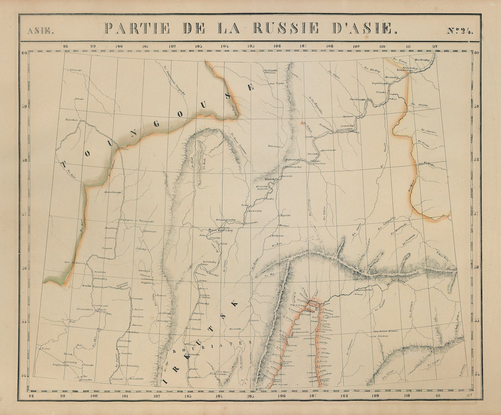 Russie d'Asie #24 Lake Baikal. Russia Irkutsk Buryatia. VANDERMAELEN 1827 map